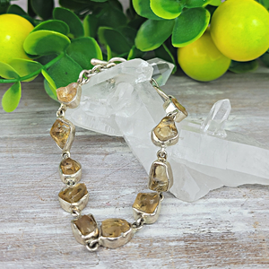 Citrine Rough Sterling Silver Bracelet