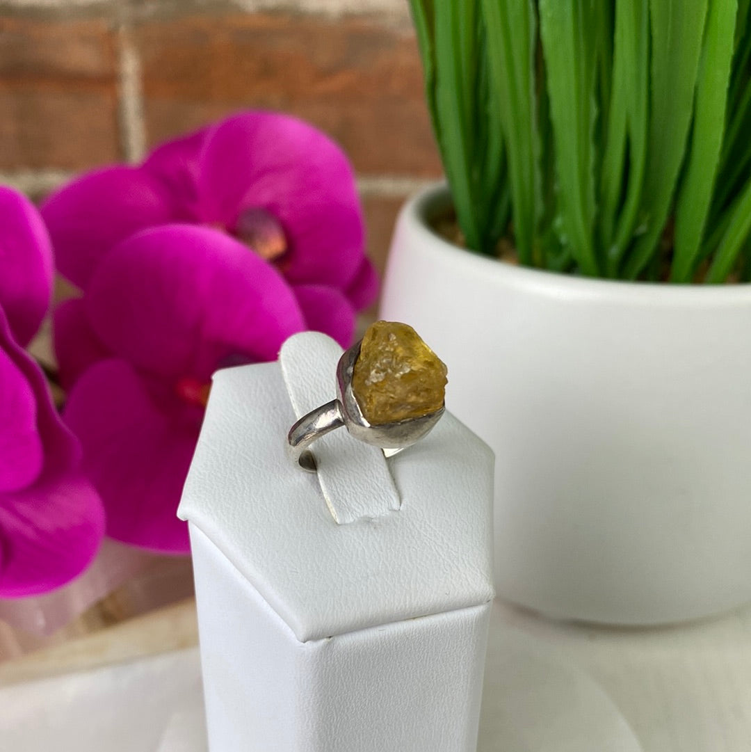 Citrine Rough sterling silver Ring (sized)