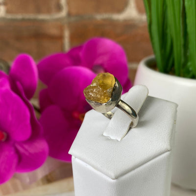 Citrine Rough sterling silver Ring (sized)