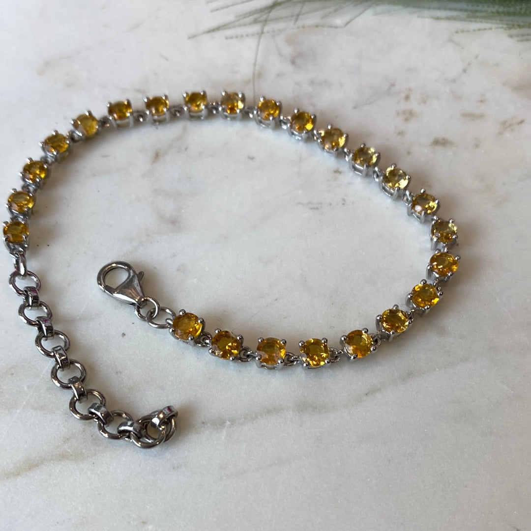 Citrine Round Faceted sterling silver Bracelet