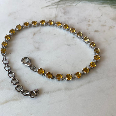 Citrine Round Faceted sterling silver Bracelet