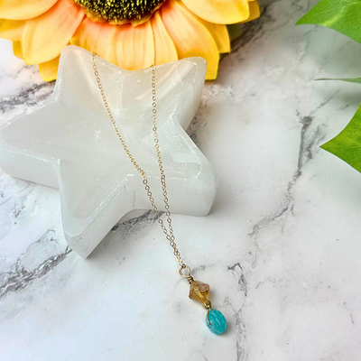 Citrine and Amazonite Gold Filled Necklace - Artisan Made