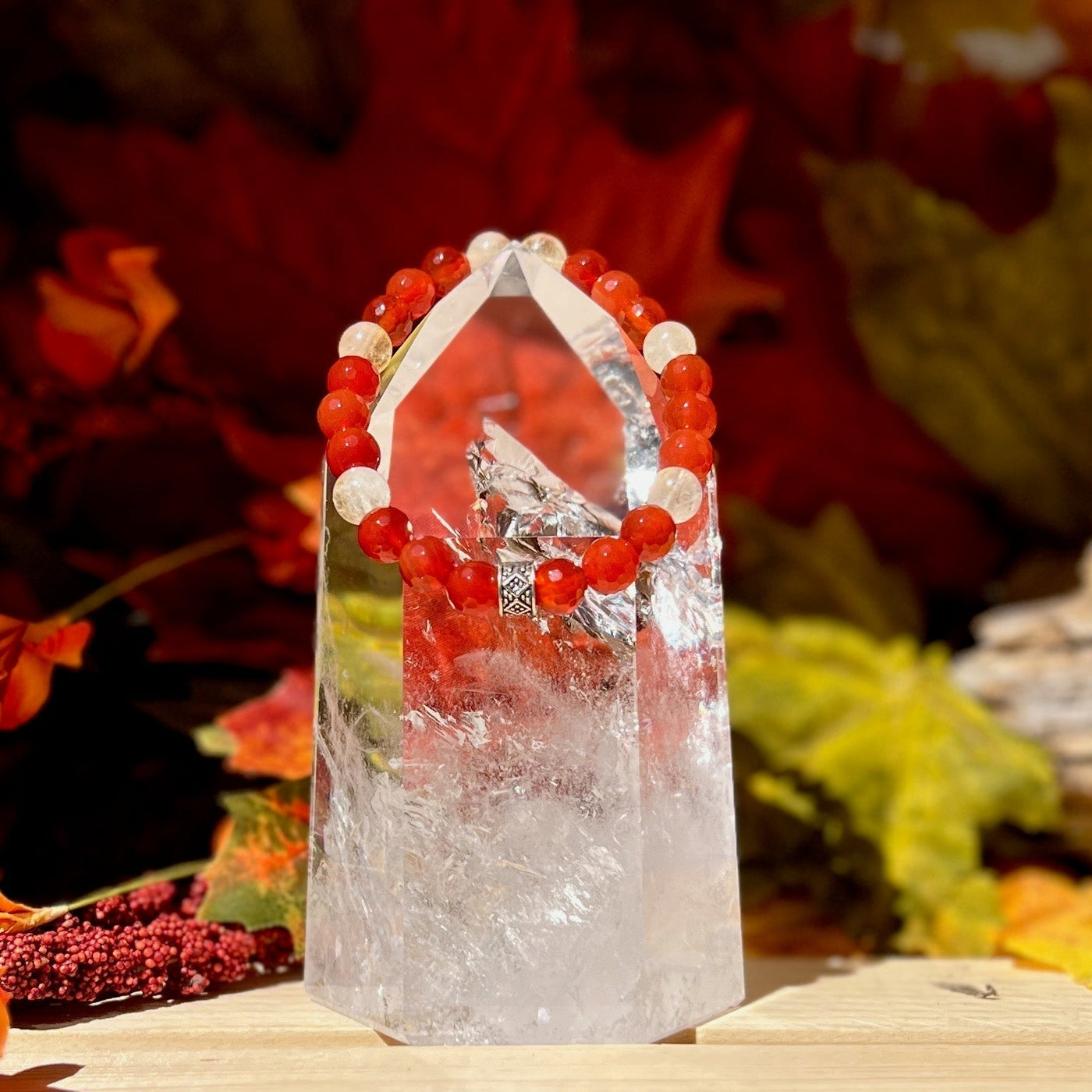 Citrine and Faceted Carnelian Unisex Bracelet - Artisan Made