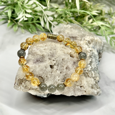 Citrine and Labradorite Stretch Bracelet - Artisan Made