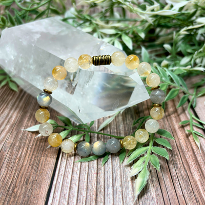 Citrine and Labradorite Stretch Bracelet - Artisan Made