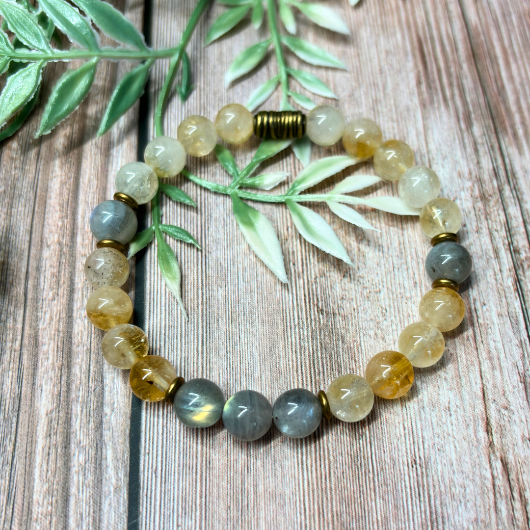 Citrine and Labradorite Stretch Bracelet - Artisan Made