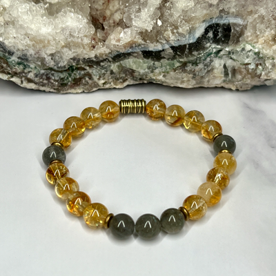 Citrine and Labradorite Stretch Bracelet - Artisan Made