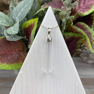 Clear Quartz Point Pendant w/Sterling Silver Cap