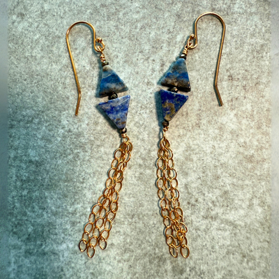 Confidence Tassel Earrings - Lapis Lazuli & Pyrite-Artisan Made