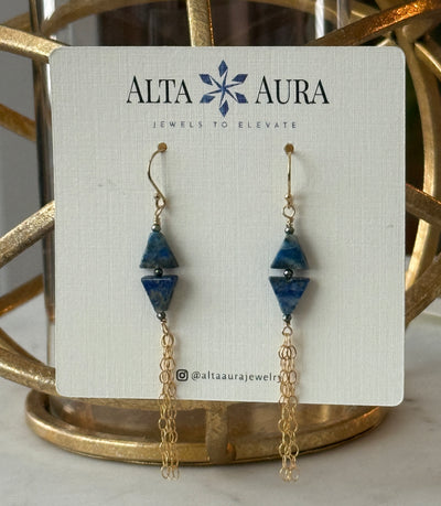 Confidence Tassel Earrings - Lapis Lazuli & Pyrite-Artisan Made