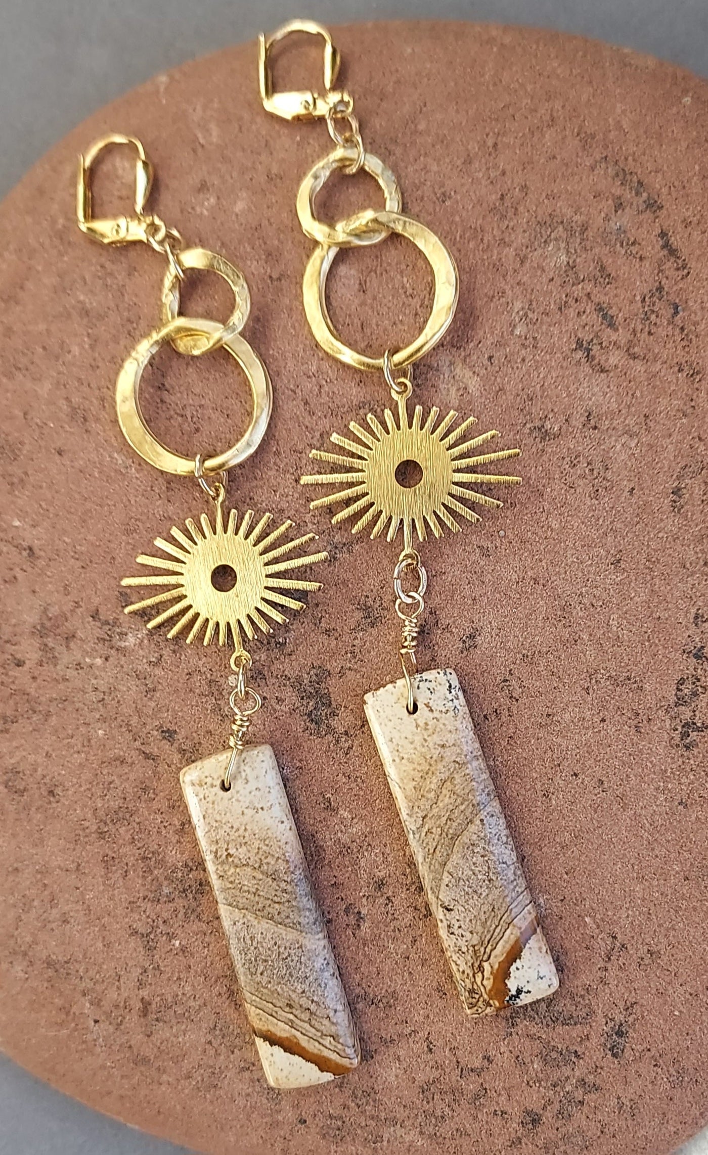 "Connect to Mother Earth" Picture Jasper Earrings - Artisan Made