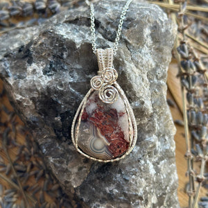 Crazy Lace Agate Handmade Wire Wrapped Necklace - Artisan Made