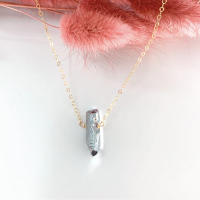 Crystal Point Simple Necklace (Gold Filled/Gold Quartz) - Artisan Made