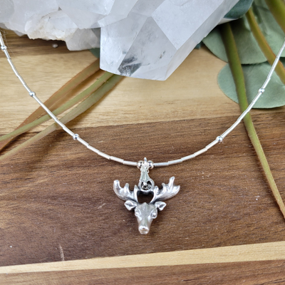 "Deer: Spirit Animal of Life, Harmony & Longevity" Sterling Silver Necklace - Artisan Made