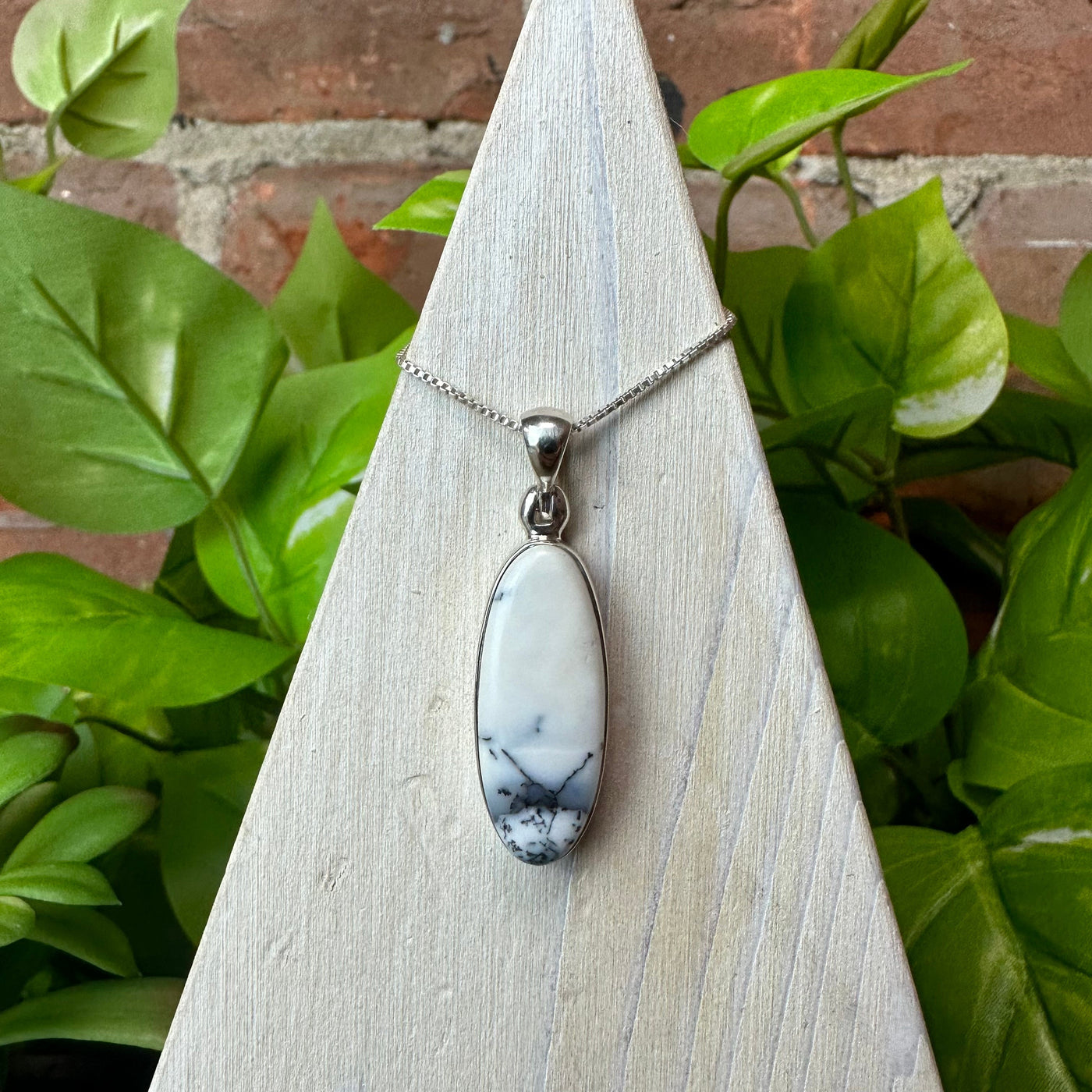 Dendritic Agate Polished sterling silver Pendant 0.5-1"
