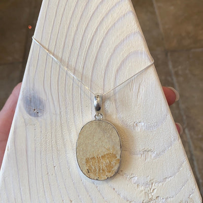 Dendritic Limestone Pendant 20-40mm sterling silver