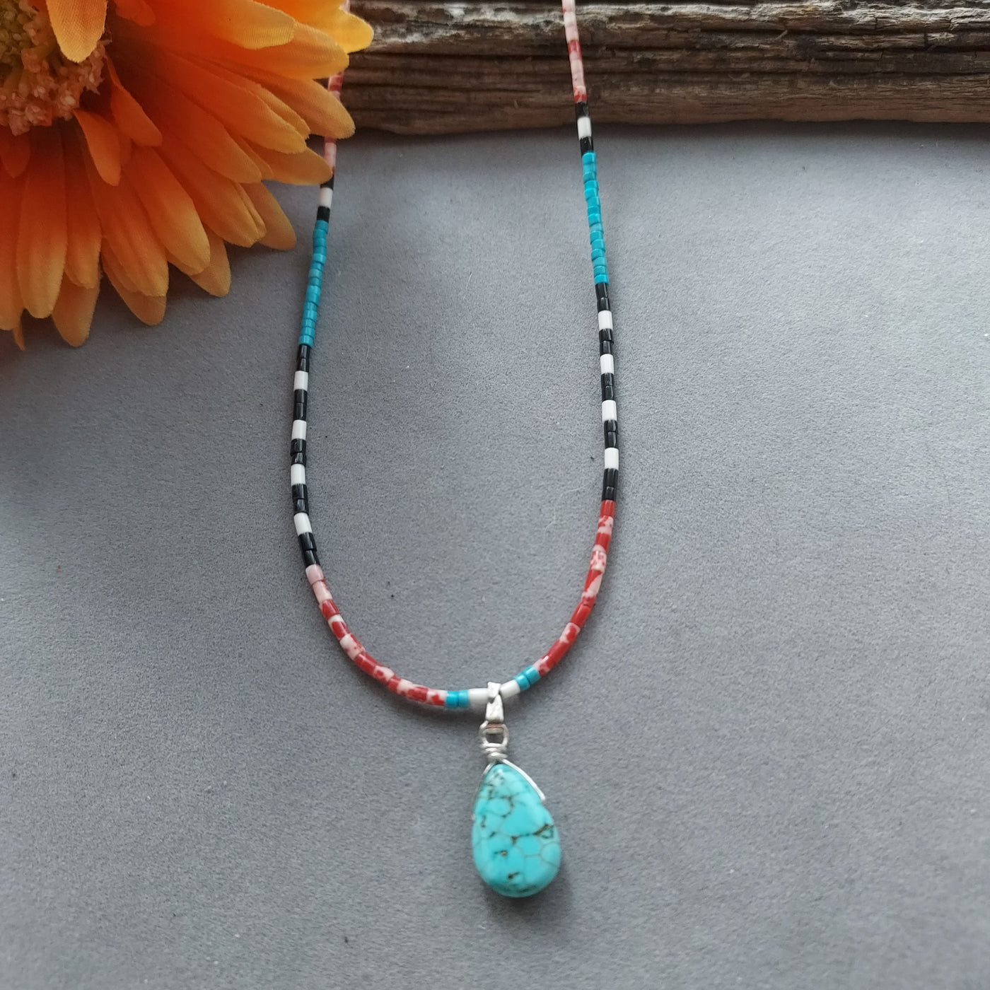 "Desert Dunes" Native Turquoise & Heishi Necklace – Artisan Made
