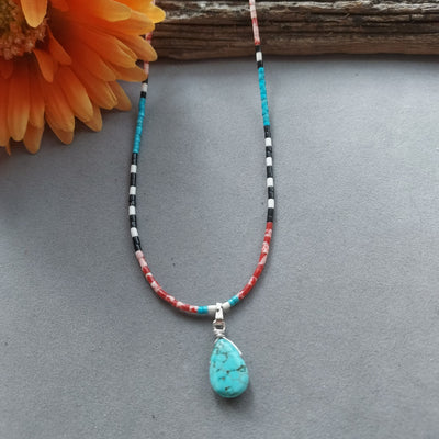 "Desert Dunes" Native Turquoise & Heishi Necklace – Artisan Made
