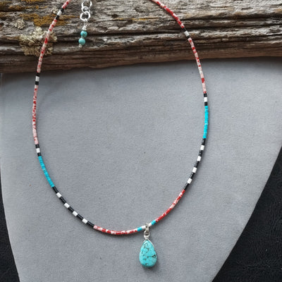 "Desert Dunes" Native Turquoise & Heishi Necklace – Artisan Made