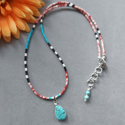 "Desert Dunes" Native Turquoise & Heishi Necklace – Artisan Made
