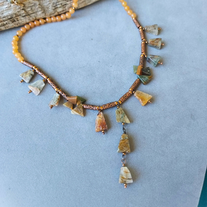 "Desert Dunes" Rutilated Quartz & Peach Aventurine Necklace - Artisan Made