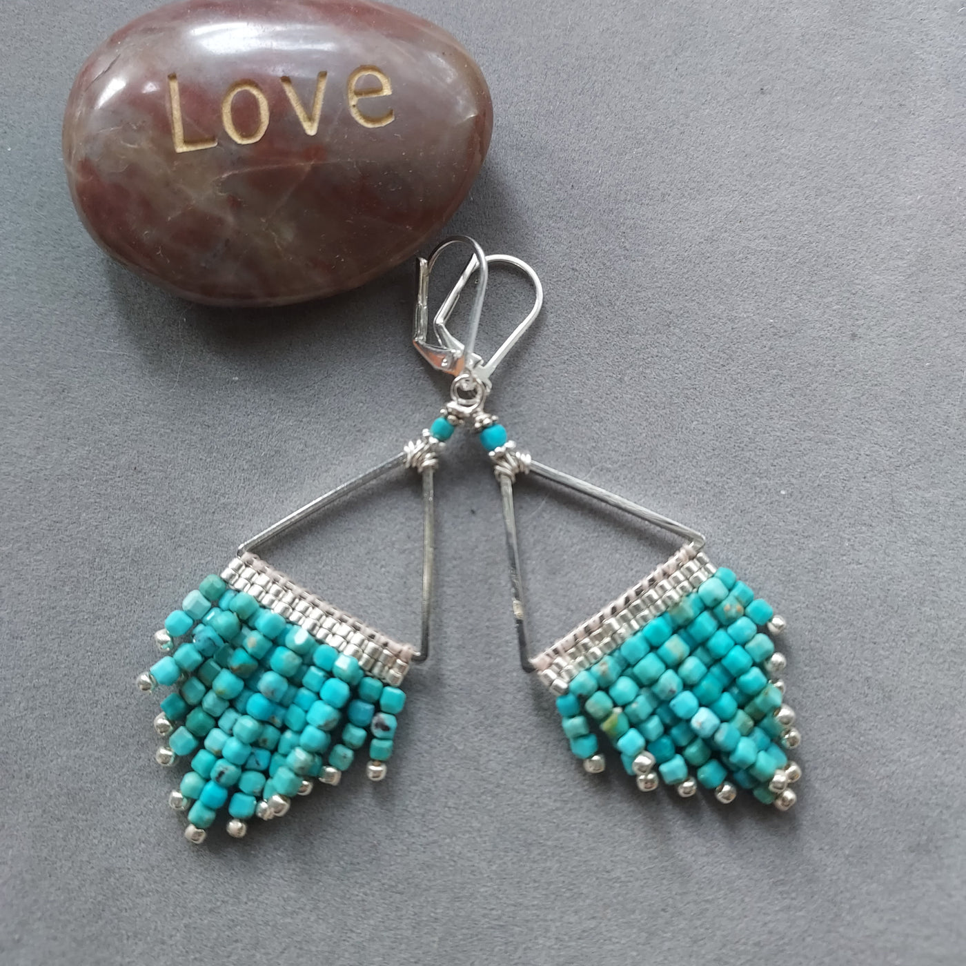"Desert Spirit" Natural Turquoise Beaded Fringe Earrings - Artisan Made