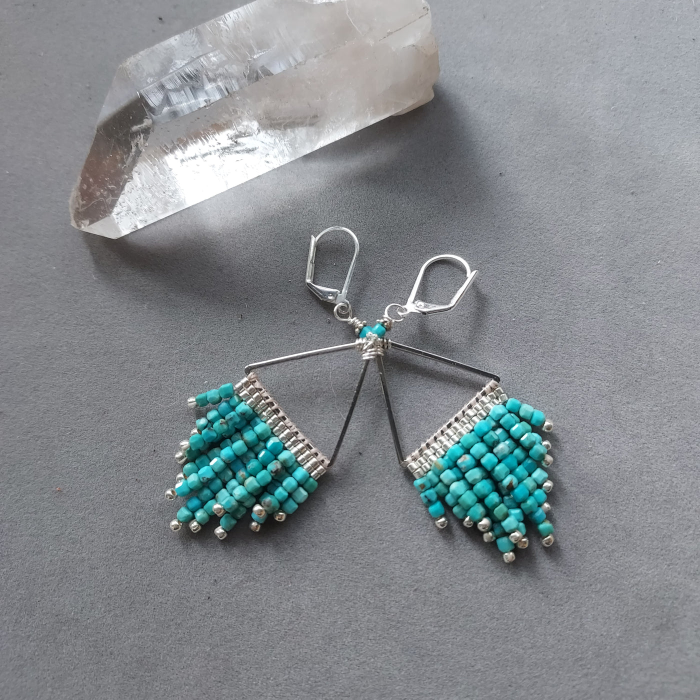 "Desert Spirit" Natural Turquoise Beaded Fringe Earrings - Artisan Made