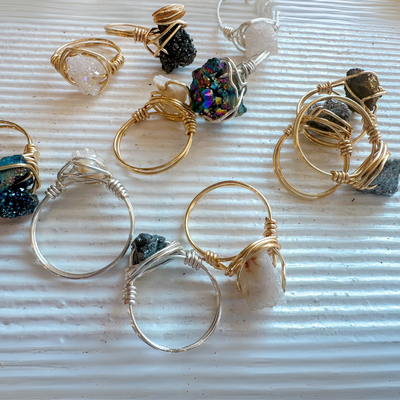 Druzy Wire Wrapped Ring - Artisan Made