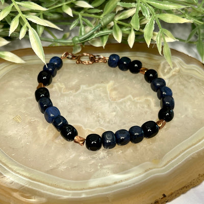 Dumortierite and Jet Bracelet - Artisan Made