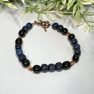 Dumortierite and Jet Bracelet - Artisan Made