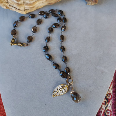 "Earth Connection" Smoky Topaz Charm Necklace - Artisan Made
