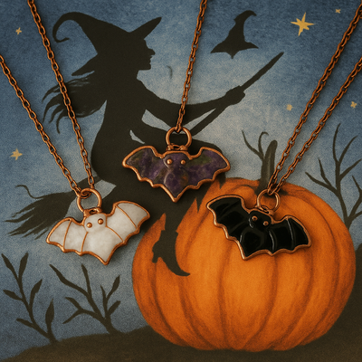 Electroform Gemstone Bat Necklace- Artisan Made
