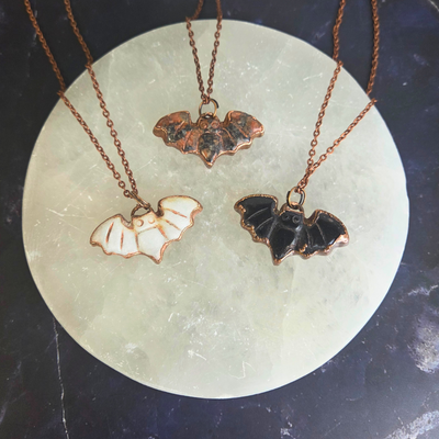 Electroform Gemstone Bat Necklace- Artisan Made
