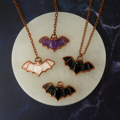 Electroform Gemstone Bat Necklace- Artisan Made