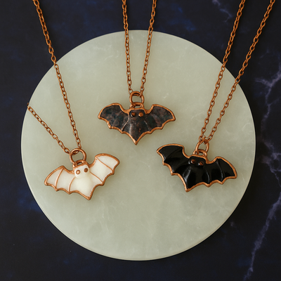 Electroform Gemstone Bat Necklace- Artisan Made