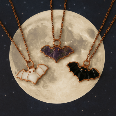 Electroform Gemstone Bat Necklace- Artisan Made
