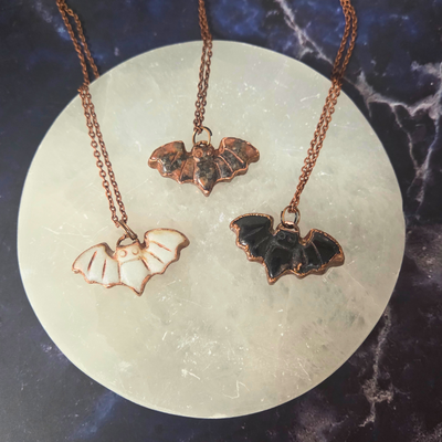 Electroform Gemstone Bat Necklace- Artisan Made