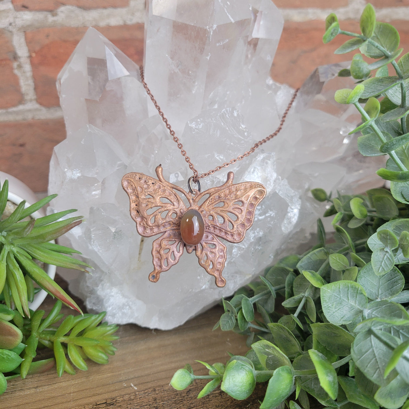 Electroformed Copper Animal Gemstone Necklaces Variants- Artisan Made