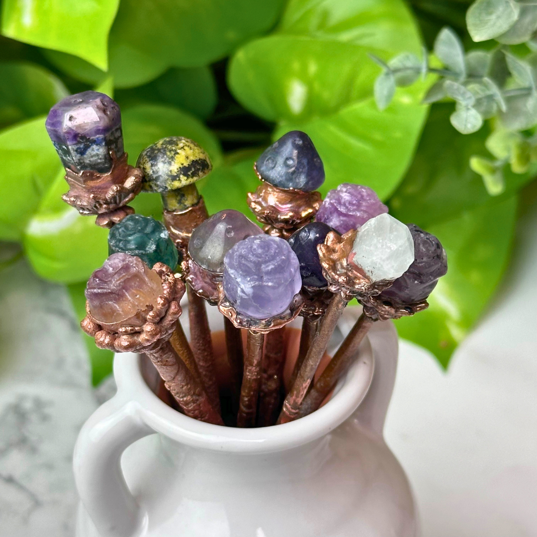 Electroformed Copper Gemstone Single Hair Pins - Artisan Made