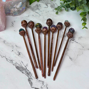 Electroformed Copper Gemstone Single Hair Pins - Artisan Made