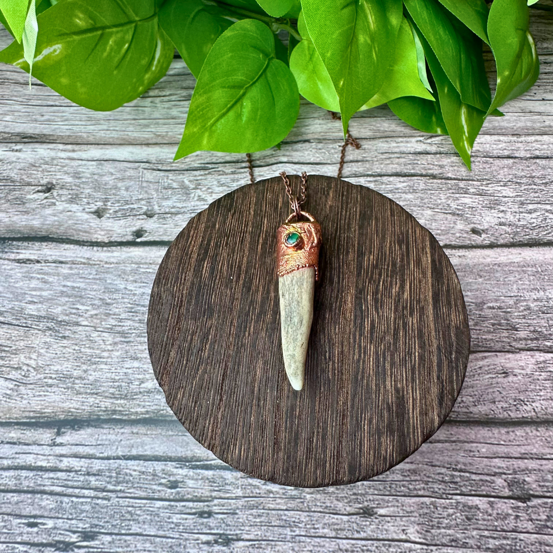 Electroformed Deer Antler Necklace - Artisan Made