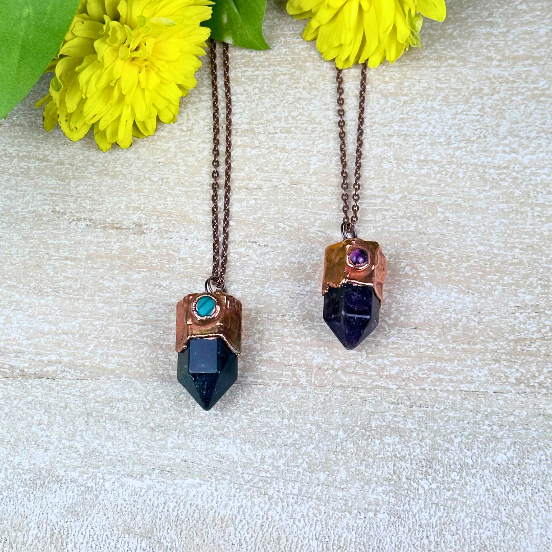 Electroformed Gemstone Point Necklace - Artisan Made