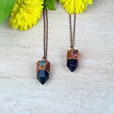 Electroformed Gemstone Point Necklace - Artisan Made