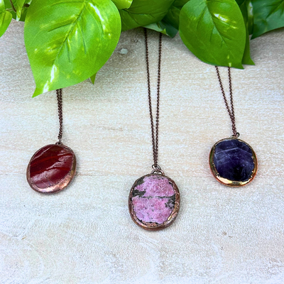 Electroformed Oval Gemstone Necklaces - Artisan Made