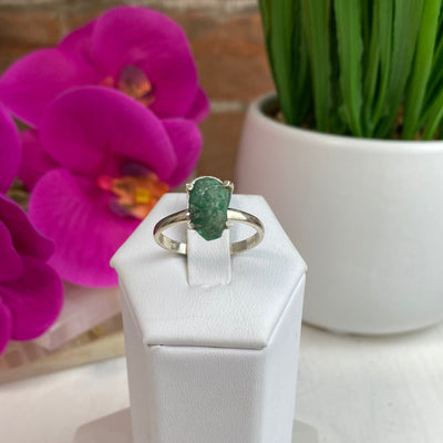 Emerald Natural Ring 1" with Sterling Silver Sized Band
