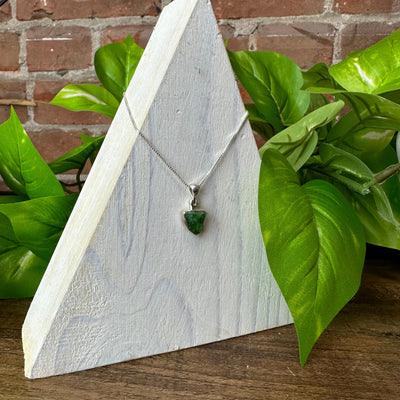Emerald Rough Freeform sterling silver Bezel Pendant