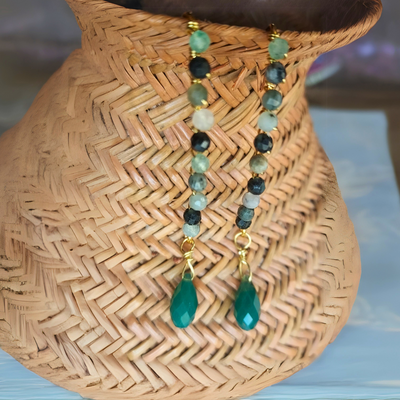 "Emerald Royalty" Wire Wrapped Emerald Marquise Earrings - Artisan Made