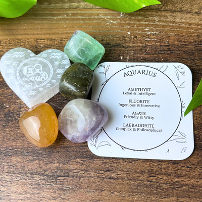 Etched Selenite & Crystal Zodiac Kits - Artisan Made