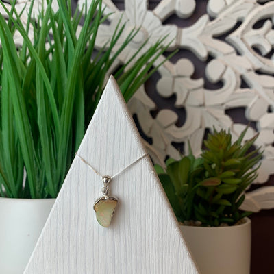 Ethiopian Opal Freeform Bezel sterling silver Pendant (1cm x 1.5cm)
