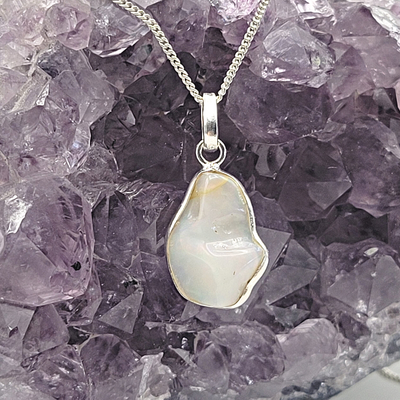 Ethiopian Opal Freeform Bezel sterling silver Pendant (1cm x 1.5cm)